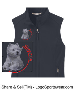 Ladies Vest with printed Westie Design Zoom
